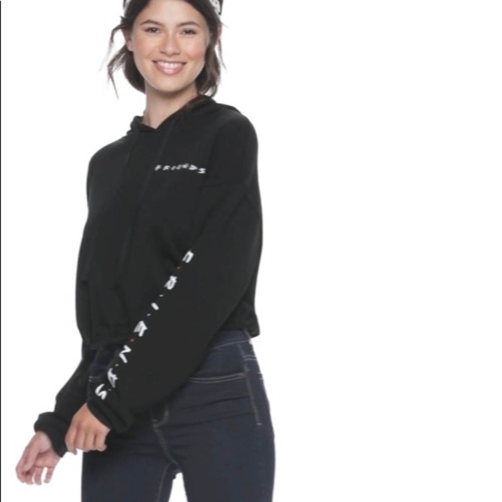 F.R.E.I.N.D.S T.V show cropped black hoodie